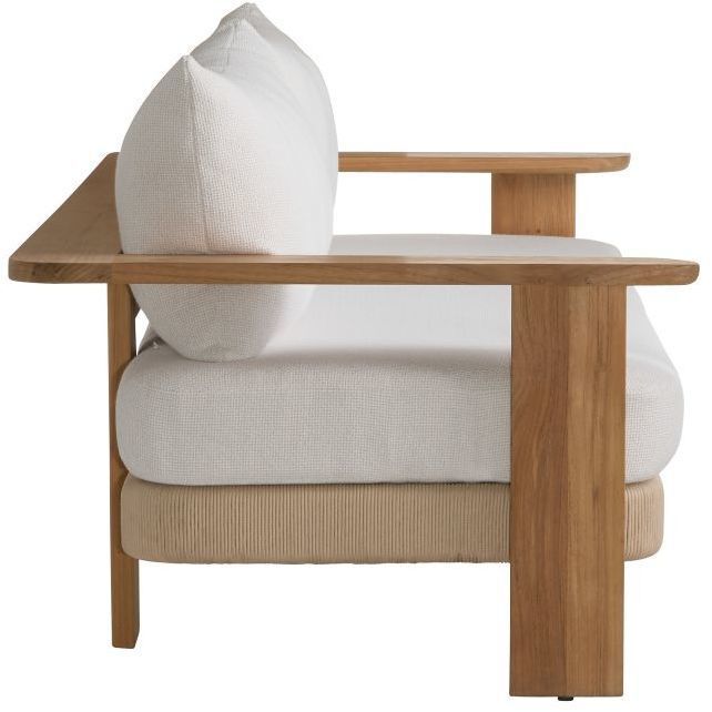 Halston Pearl Boucle and Natural Teak with Khaki Outdoor Sofa