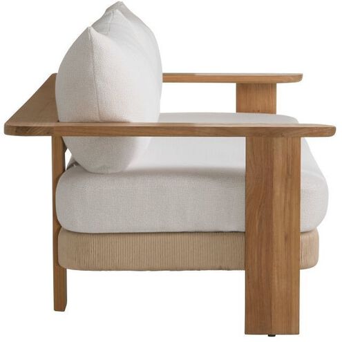 Halston Pearl Boucle and Natural Teak with Khaki Outdoor Sofa