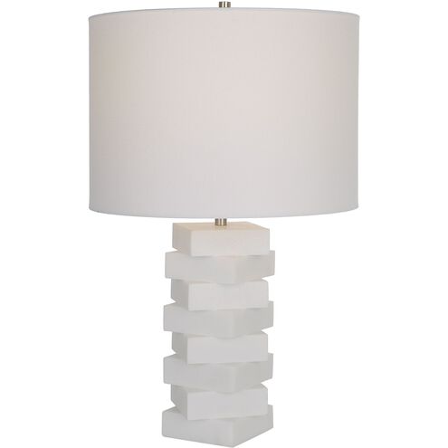 Ascent 23 inch 150.00 watt Man-Made Ivory Stone and Brushed Nickel Table Lamp Portable Light