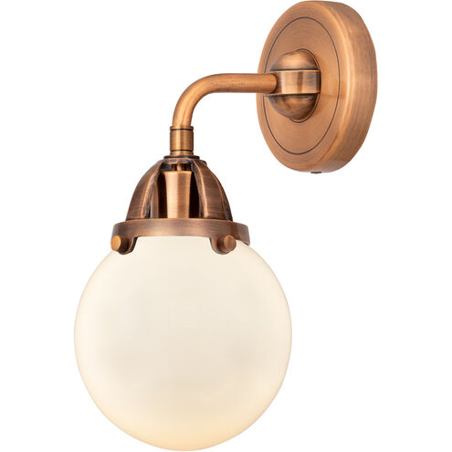 Nouveau 2 Beacon LED 6 inch Antique Copper Sconce Wall Light in Matte White Glass