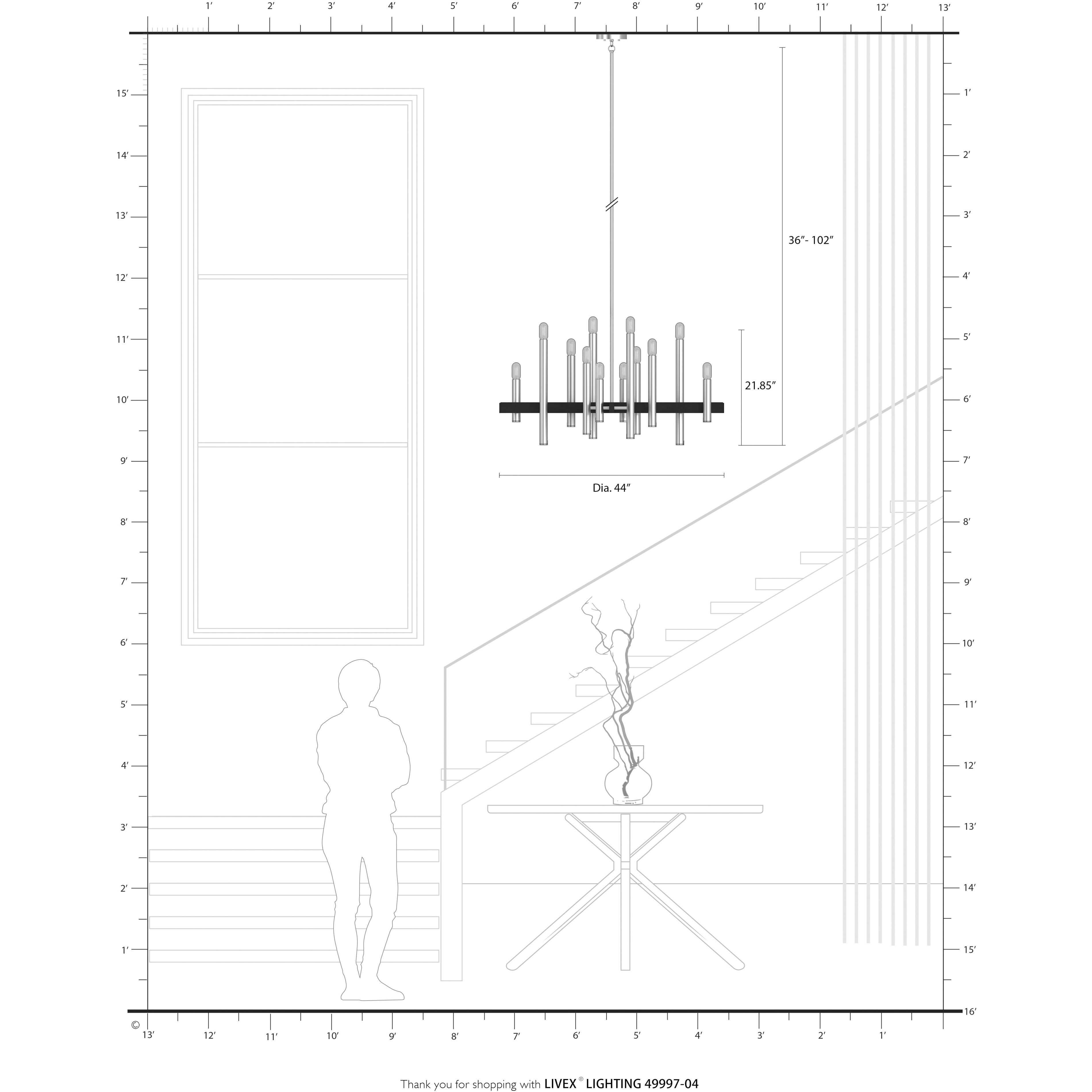 Helsinki 12 Light 44 inch Black with Brushed Nickel Accents Chandelier Ceiling Light