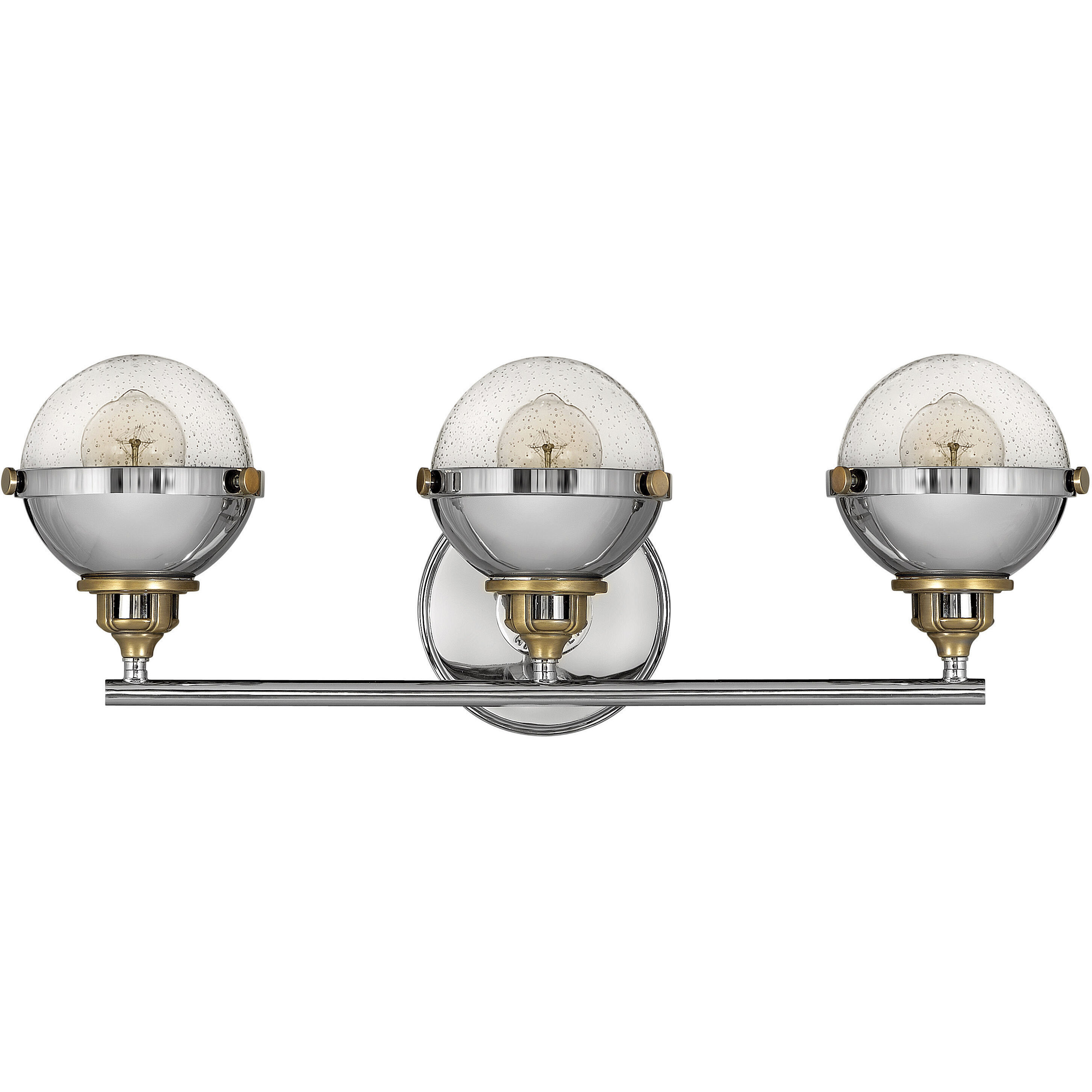 Fletcher 3 Light 25 inch Polished Nickel with Heritage Brass Vanity Light Wall Light