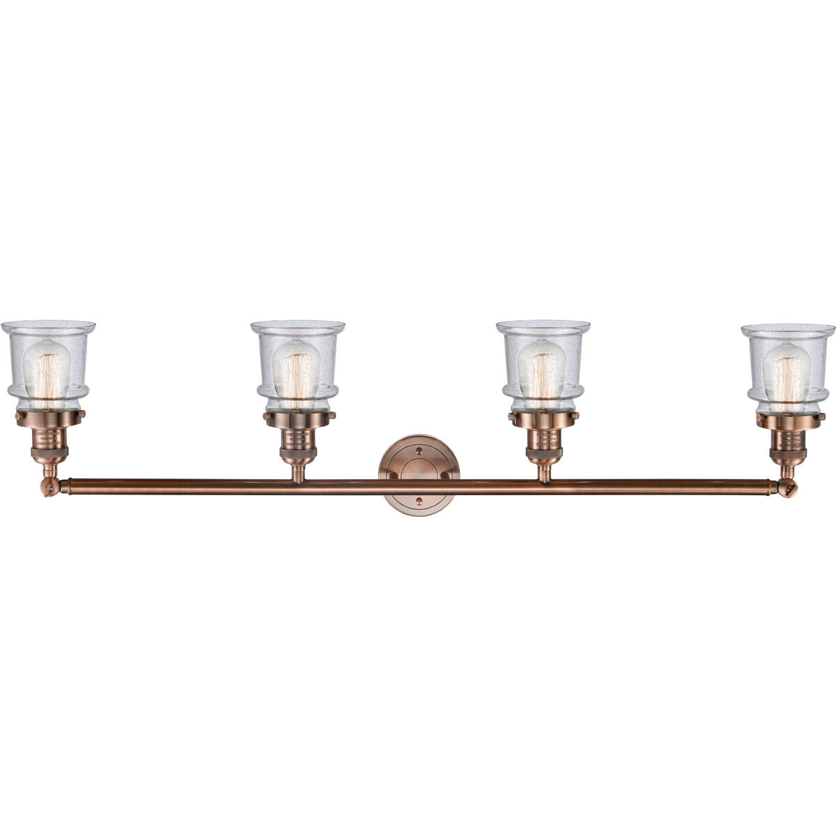 Franklin Restoration Small Canton LED 42 inch Antique Copper Bath Vanity Light Wall Light in Seedy Glass, Franklin Restoration