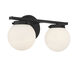 Mid-Century Modern 2 Light 16 inch Matte Black Bathroom Vanity Light Wall Light
