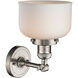 Franklin Restoration Large Bell 1 Light 8 inch Brushed Satin Nickel Sconce Wall Light in Matte White Glass, Franklin Restoration