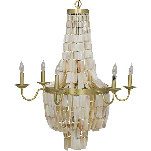 Bijou 6 Light 27 inch Antique Brass Chandelier Ceiling Light