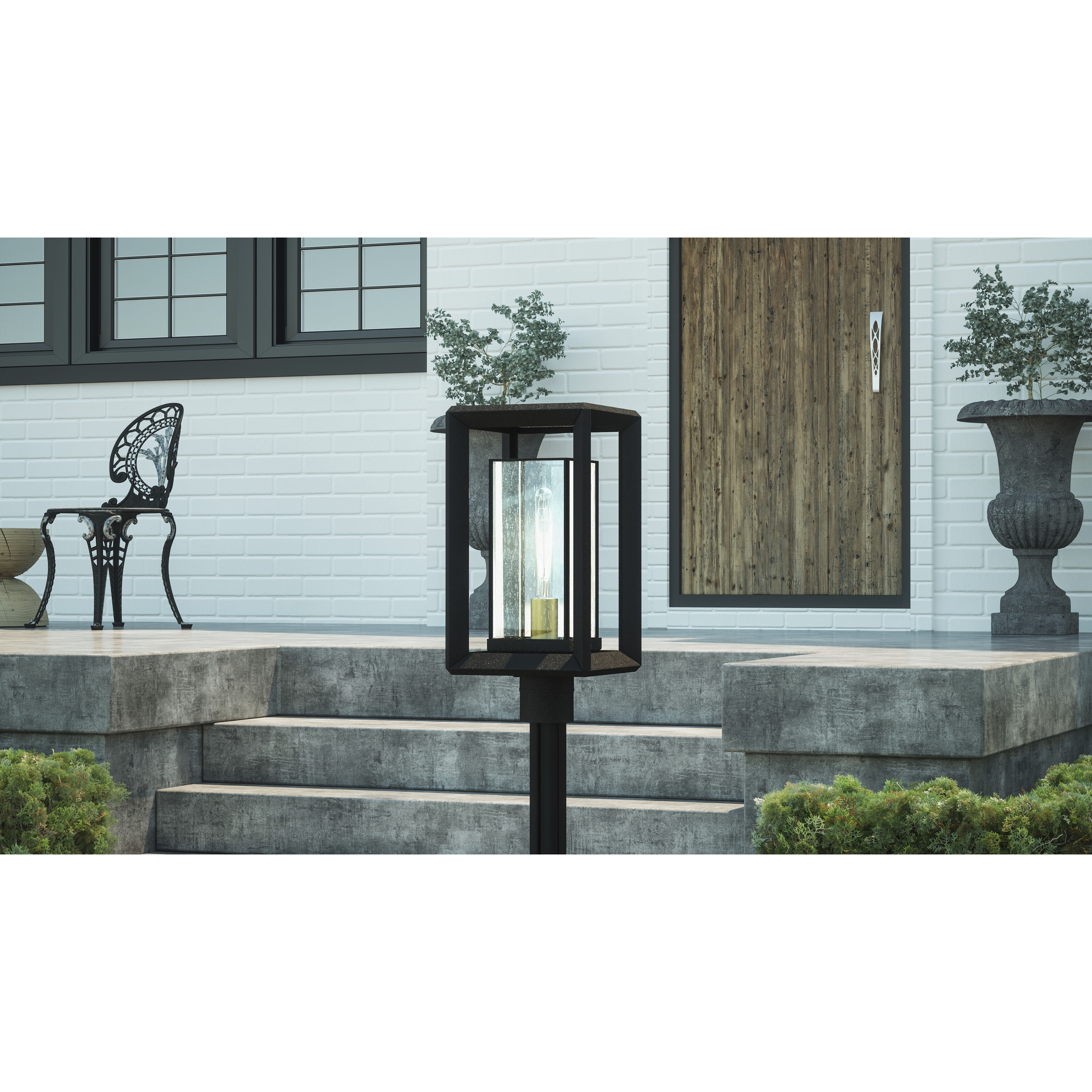 Infinger 1 Light 17.5 inch Earth Black Outdoor Post Lantern, Large