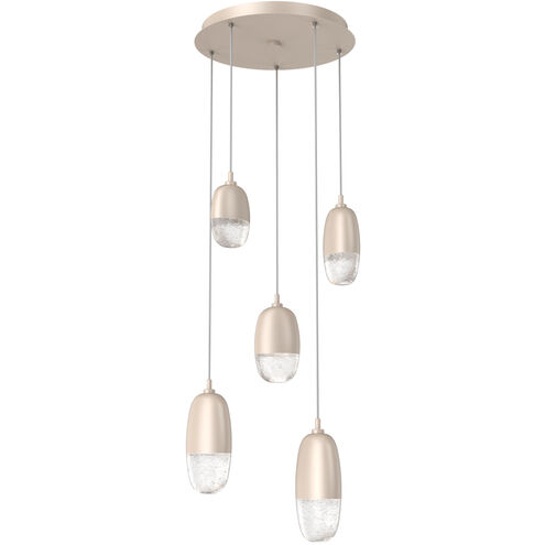 Pebble LED Beige Silver Chandelier Ceiling Light, Multi-Port