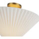Alora Mood Bridgette 1 Light 16.38 inch Brushed Gold and Folded White Semi-Flush Mount Ceiling Light in Pleated Linen Shade