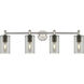 Downtown Urban Crown Point 4 Light 33.88 inch Satin Nickel Bath Vanity Light Wall Light in Plated Smoke
