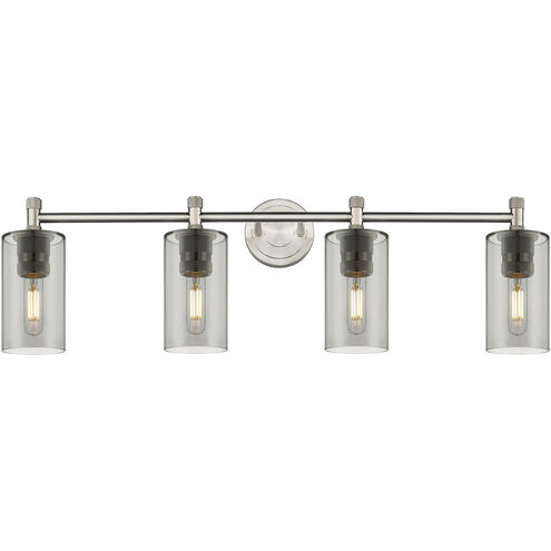 Downtown Urban Crown Point 4 Light 33.88 inch Satin Nickel Bath Vanity Light Wall Light in Plated Smoke