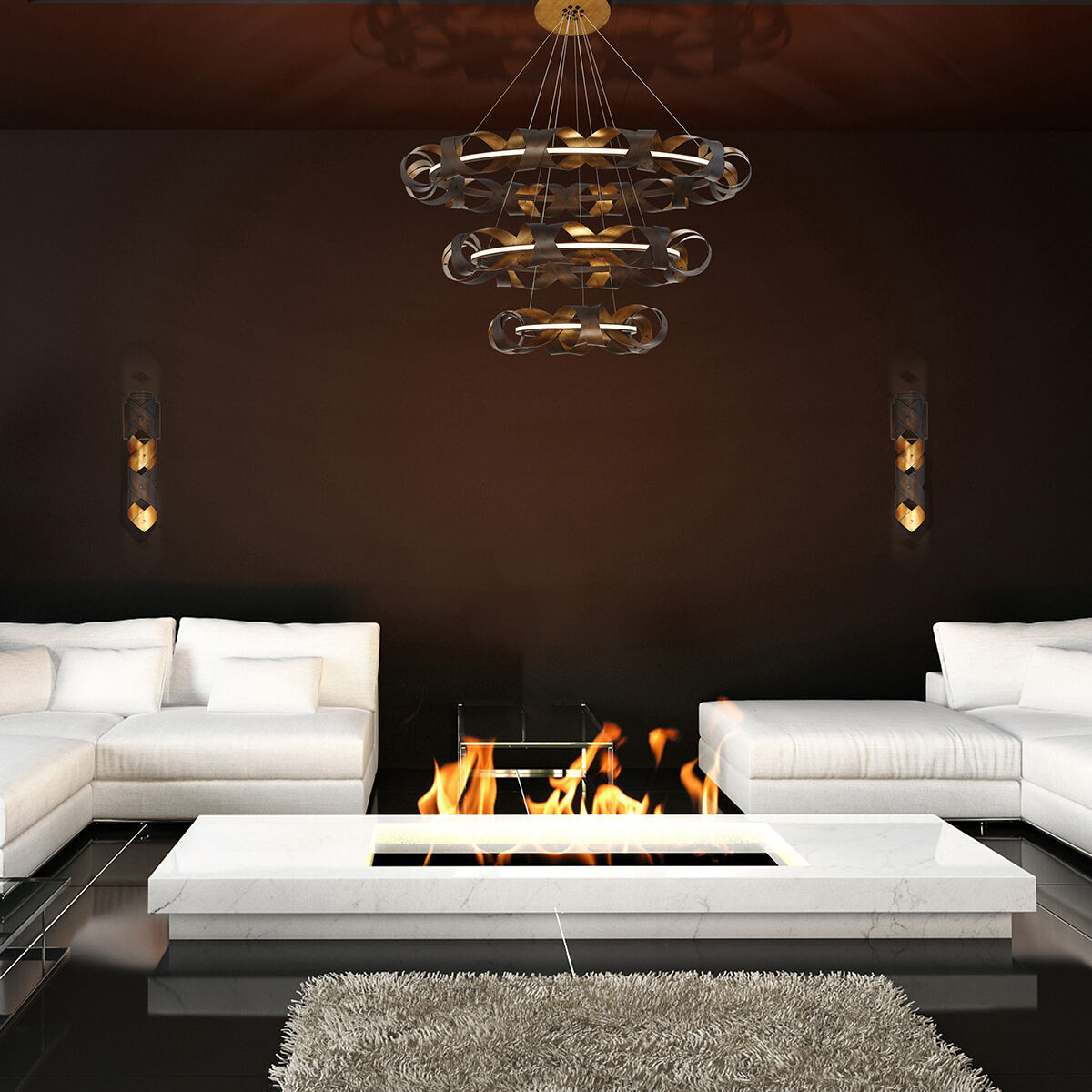 Banderia LED 43.75 inch Bronze and Gold Chandelier Ceiling Light