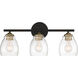 Winsley 3 Light 22 inch Coal And Stained Brass Bath Light Wall Light