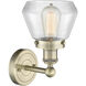 Fulton Sconce Wall Light in Antique Brass, Clear