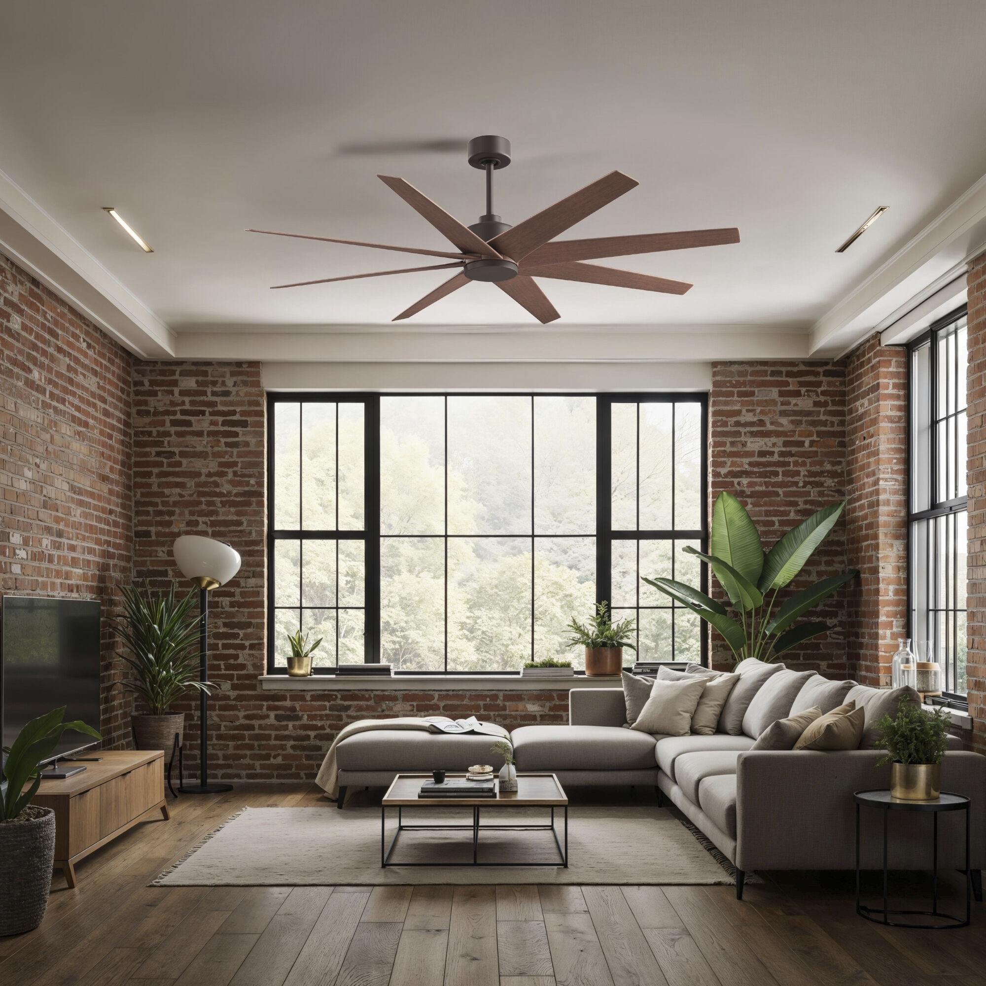 Atlas Ariella 64 inch Textured Bronze with Walnut Tone Blades Ceiling Fan