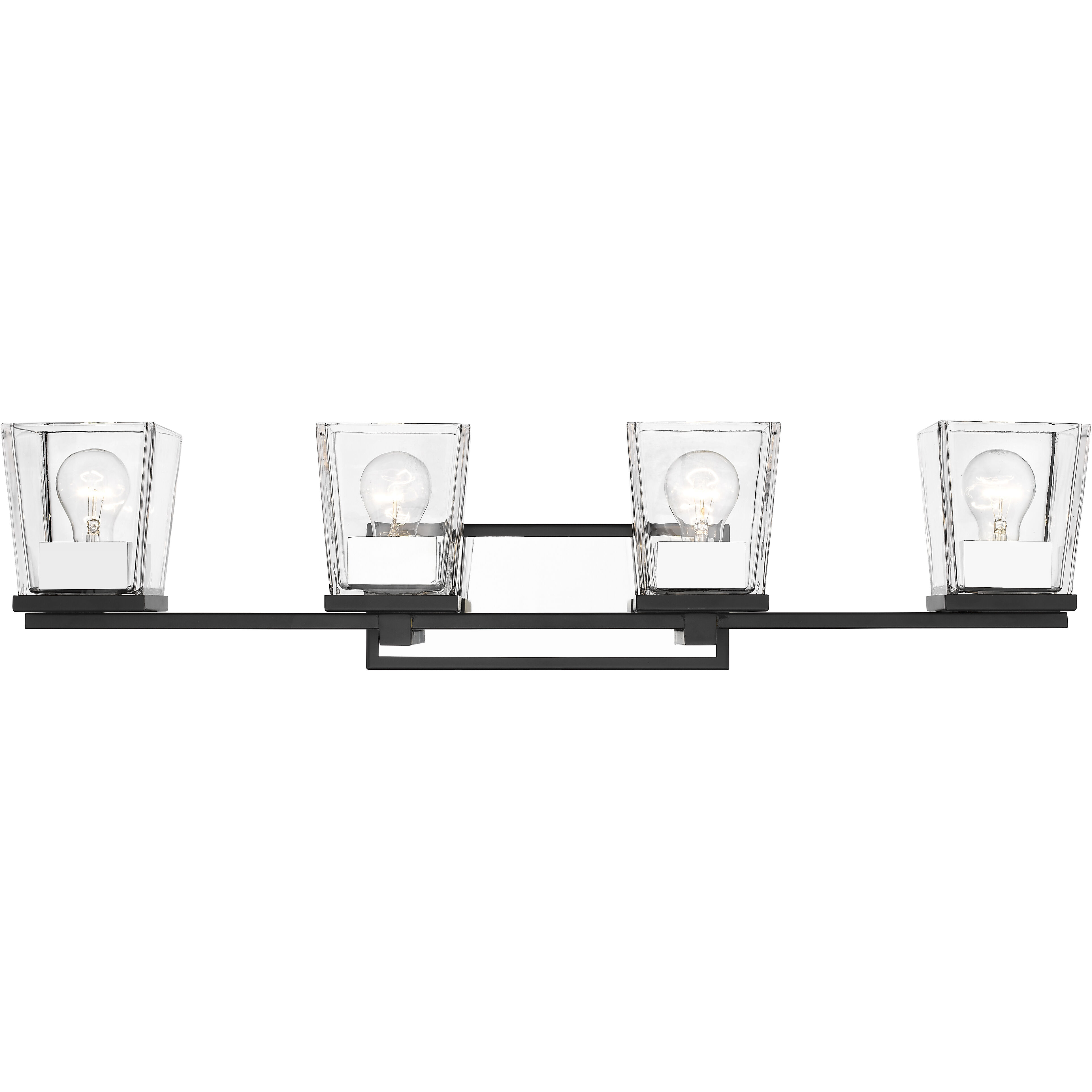 Bleeker Street 4 Light 33 inch Matte Black and Chrome Vanity Wall Light