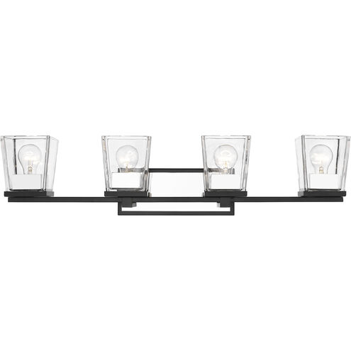 Bleeker Street 4 Light 33 inch Matte Black and Chrome Vanity Wall Light