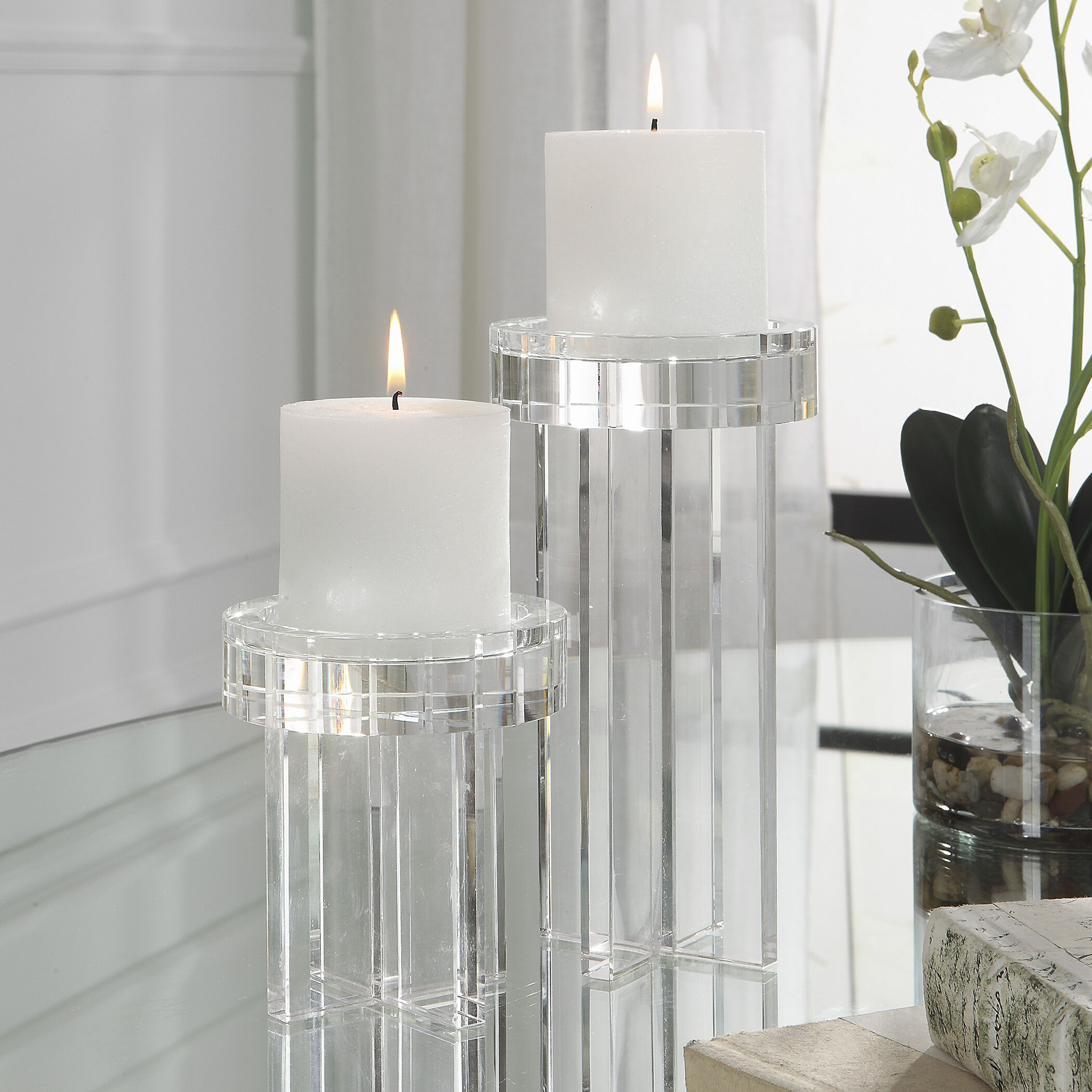 Crystal 9 X 4 inch Candleholders, Set of 2