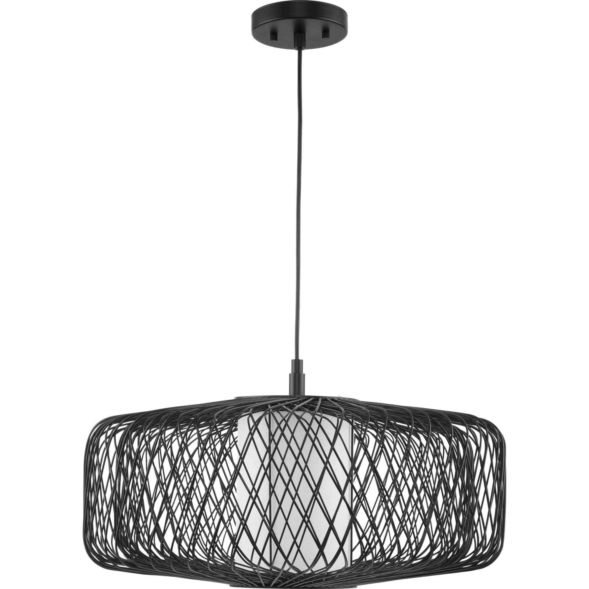 Cordova 1 Light 22 inch Black Rattan Pendant Ceiling Light, Design Series