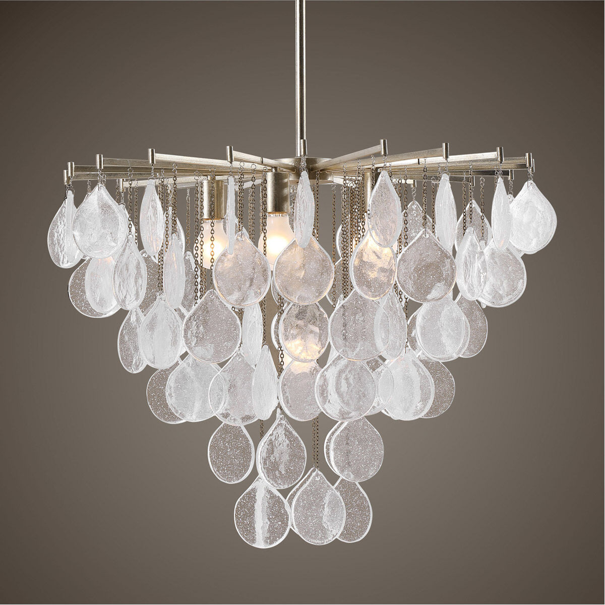 Goccia 6 Light 28.75 inch Rich Antique Bright Silver Leaf Pendant Ceiling Light