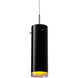 Cyrus LED 4 inch Chrome Pendant Ceiling Light in Chrome/Black, Black Outer/Gold Inner Glass