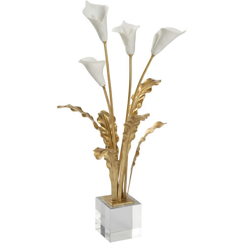 Calla Lily Bouquet Gold and White/Cream Porcelain Flower Decor