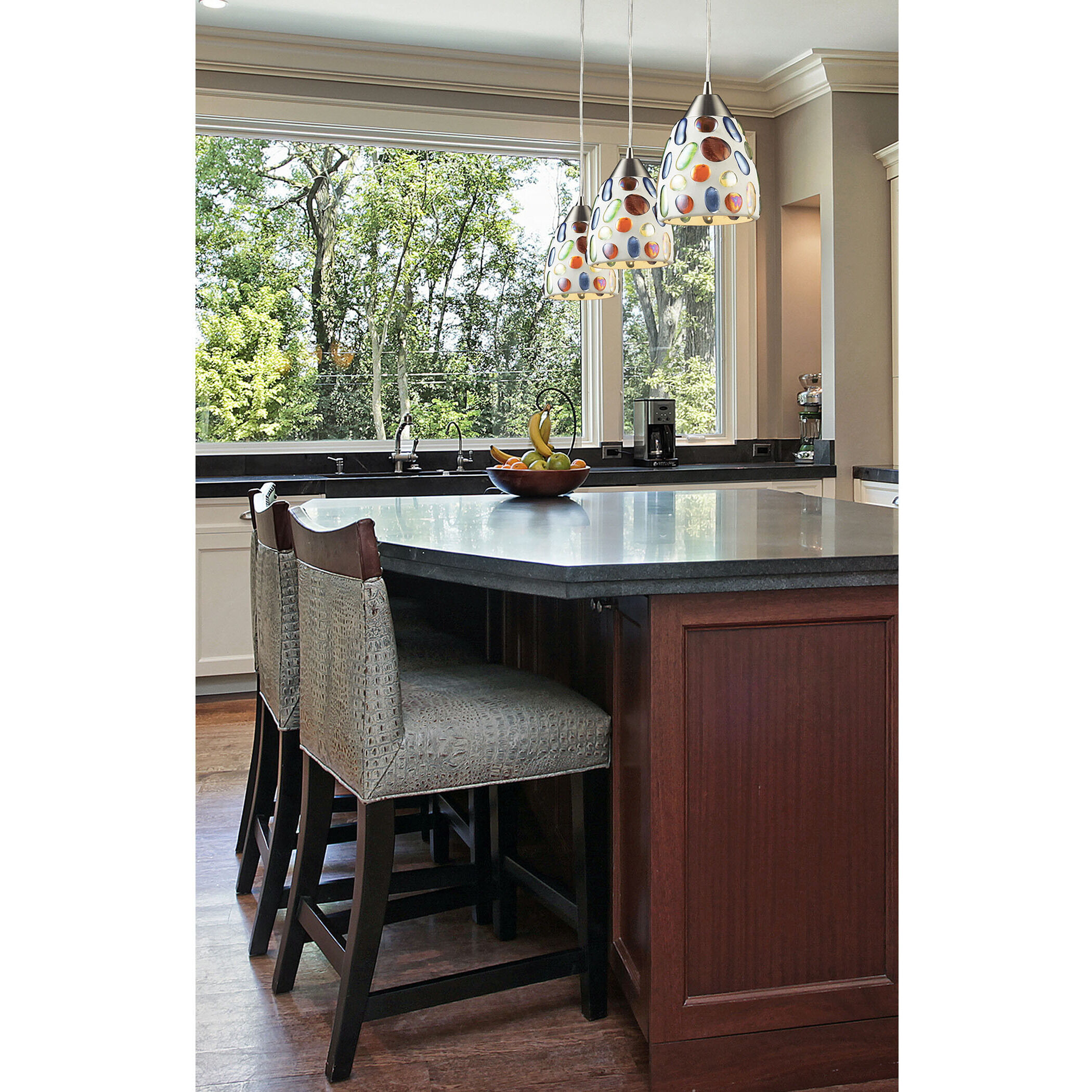 Gemstone 1 Light 6 inch Multicolor with Satin Nickel Mini Pendant Ceiling Light