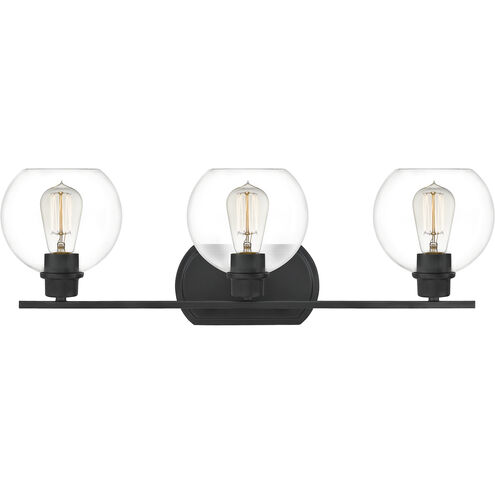 Pruitt 3 Light 26.25 inch Matte Black Bath Light Wall Light