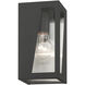 Forsyth 1 Light 8.5 inch Black with Brushed Nickel Stainless Steel Outdoor Wall Lantern, Small