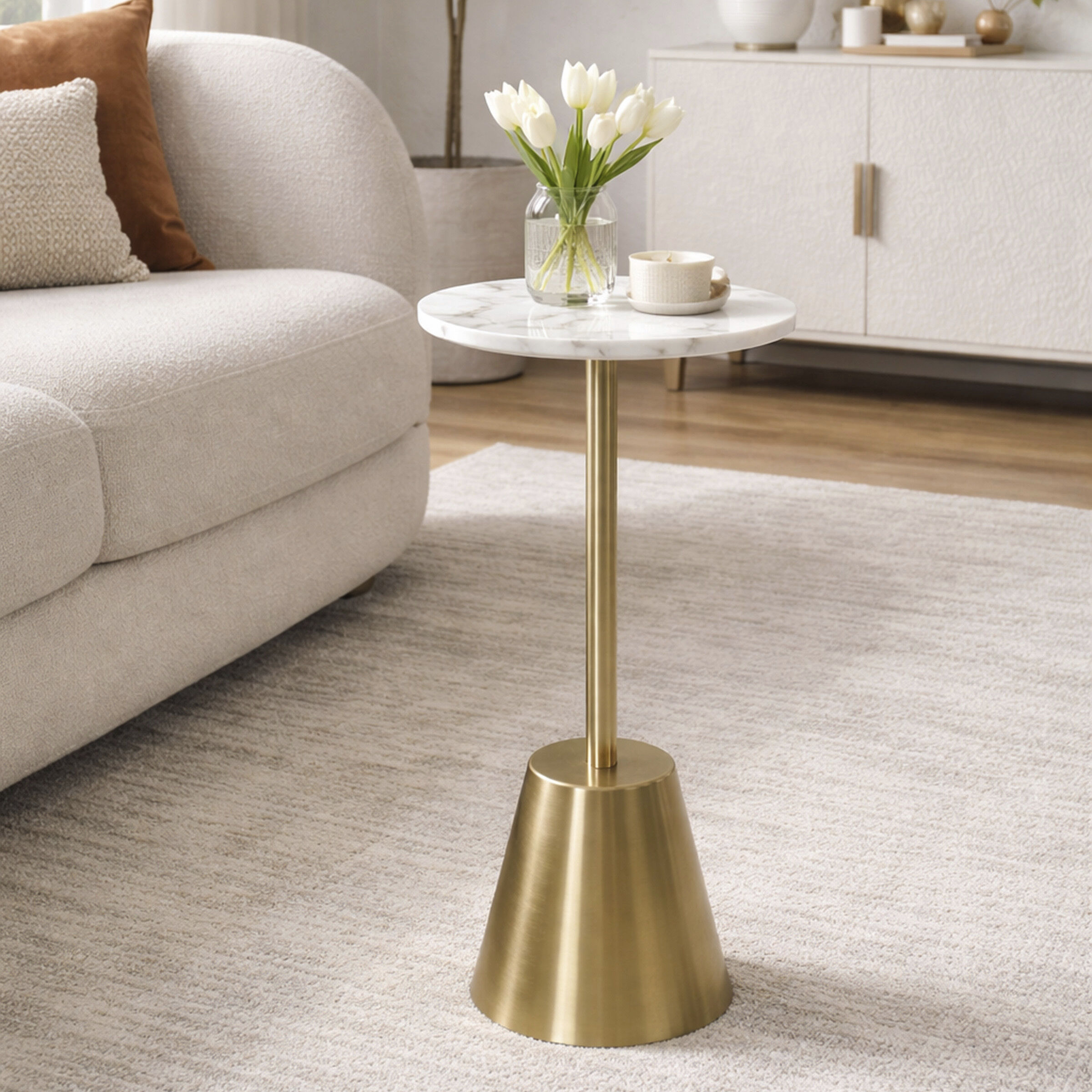 Aurelia 24 X 10 inch Gold and White Accent Table