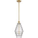 Ballston Cascade LED 8.25 inch Satin Gold Mini Pendant Ceiling Light in Clear Glass