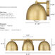 Erling 3 Light Luxe Gold Vanity Light Wall Light, Medium