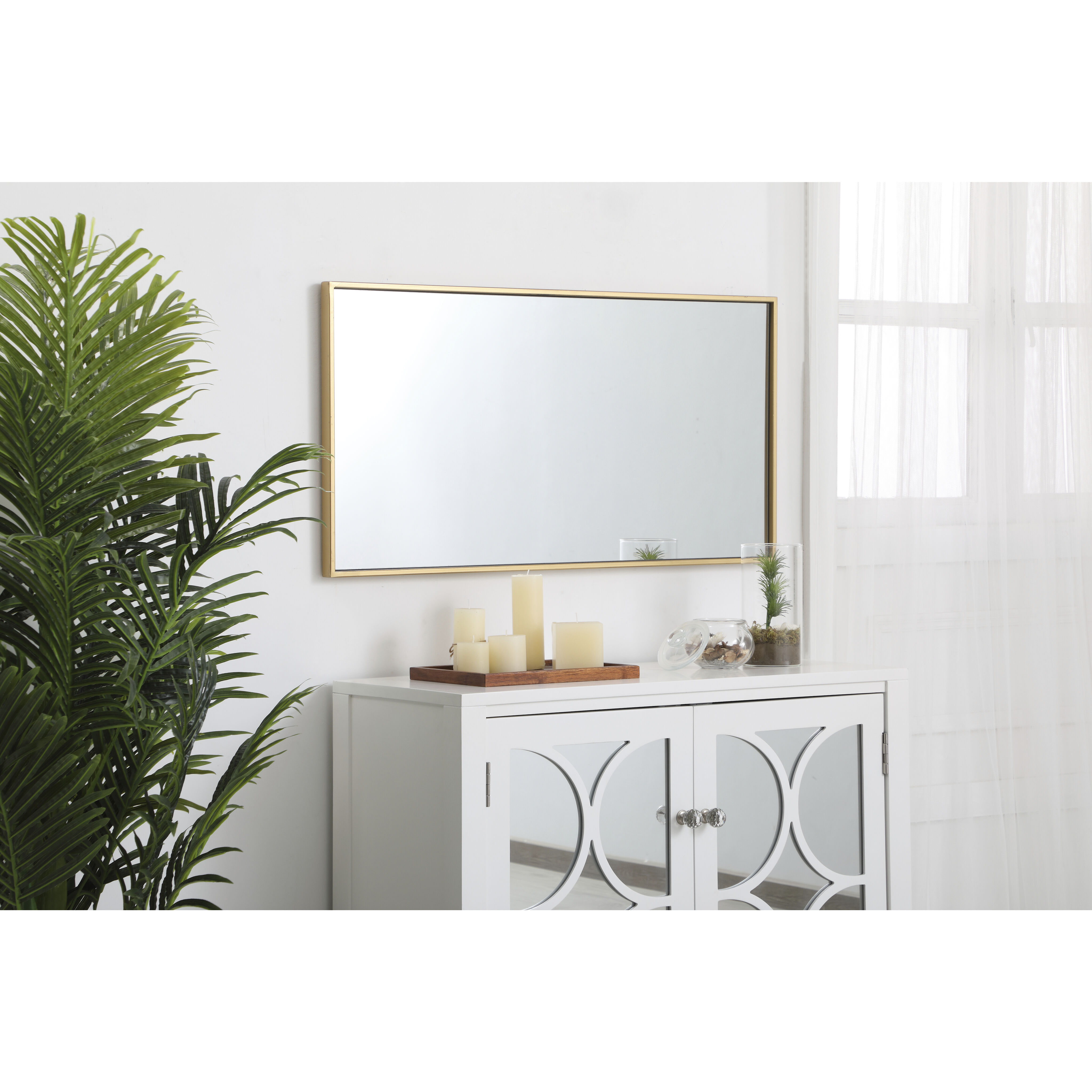 Monet 36 X 18 inch Brass Wall Mirror