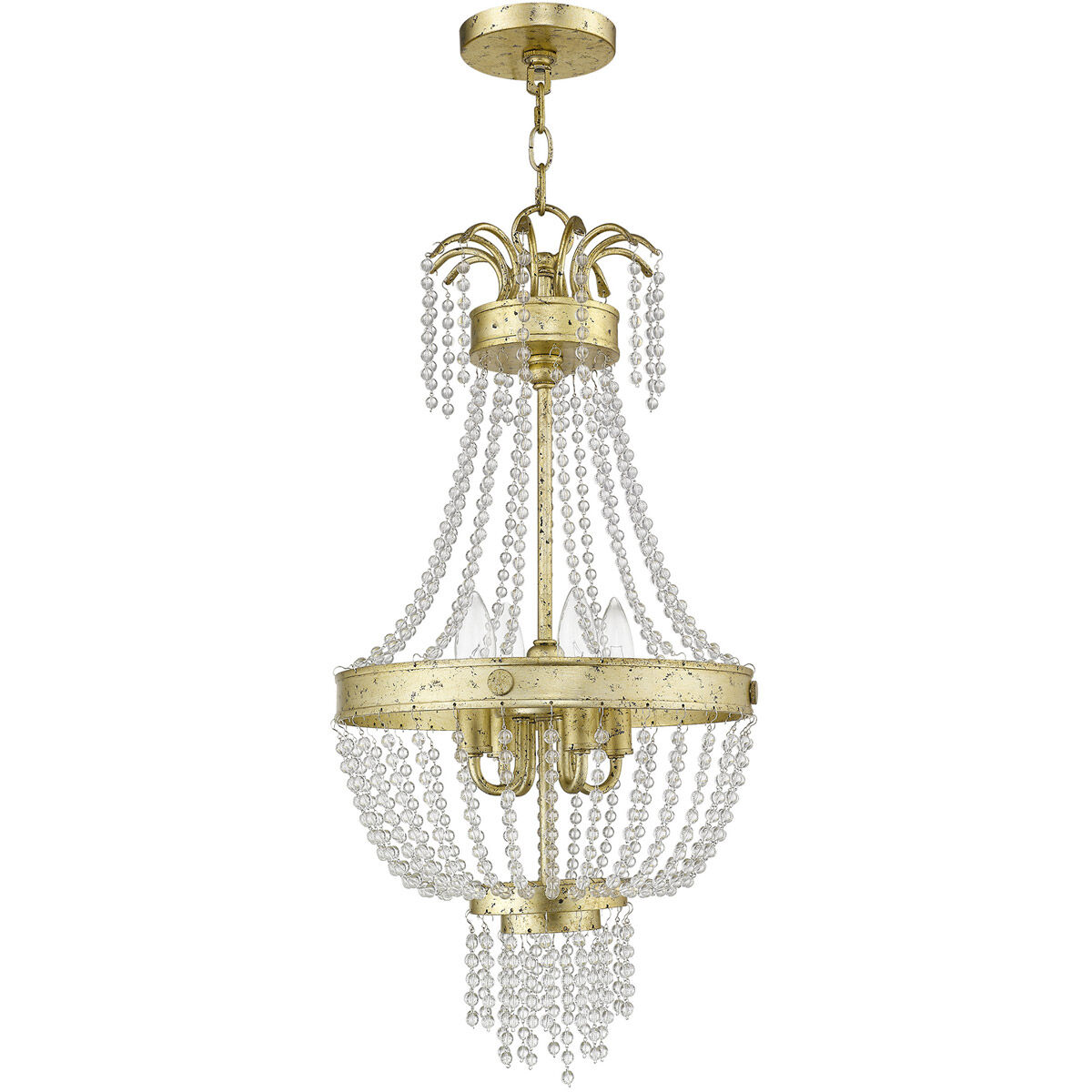 Valentina 4 Light 13 inch Hand Applied Winter Gold Pendant Ceiling Light