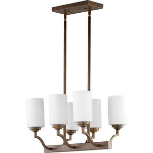 Atwood 6 Light 20 inch Oiled Bronze Island Light Ceiling Light in Satin Opal, Satin Opal
