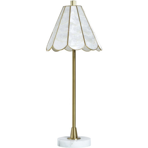 Verity 26 inch 40 watt White Marble and Polished Brass Table Lamp Portable Light