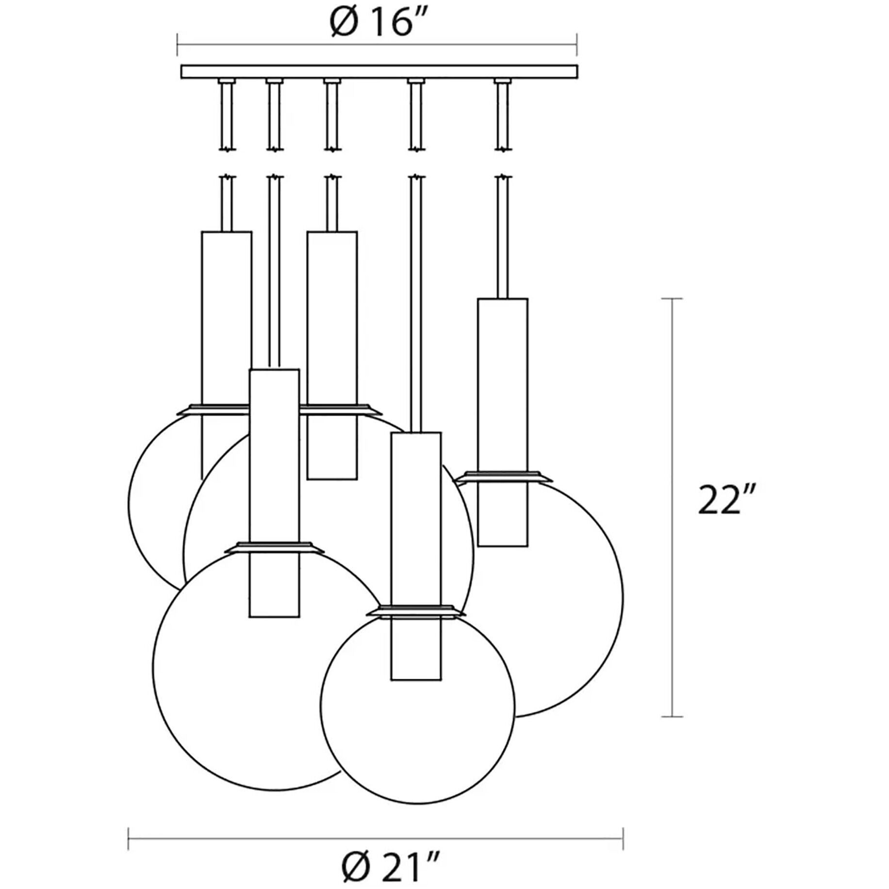 Bubbles 5 Light 21 inch Polished Nickel Pendant Ceiling Light