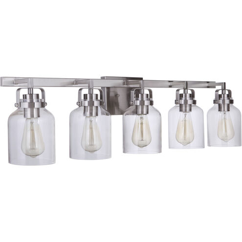 Foxwood 5 Light 37 inch Brushed Polished Nickel Vanity Light Wall Light