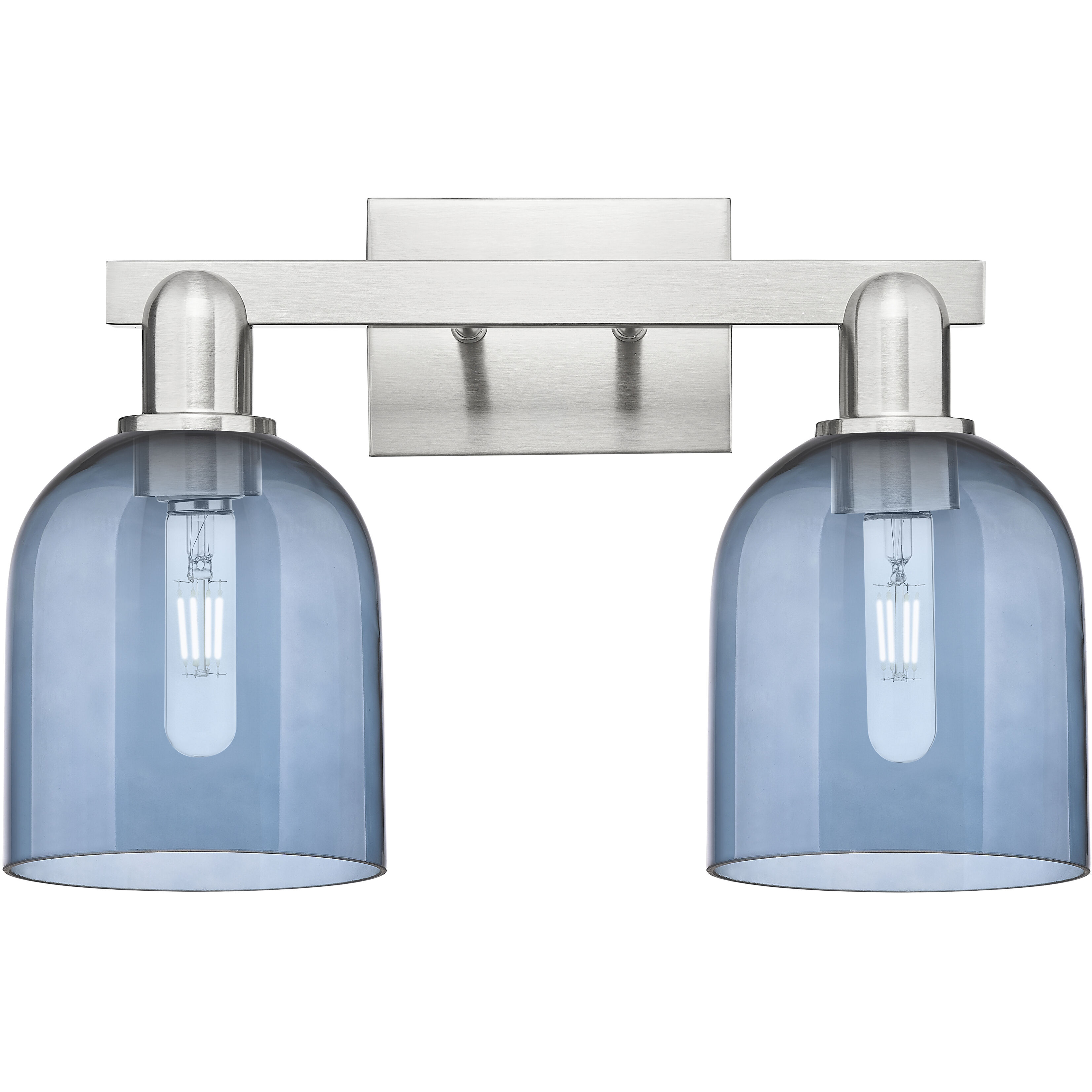 Arcadia Bella 2 Light 16.5 inch Brushed Satin Nickel Bath Vanity Light Wall Light in Blue