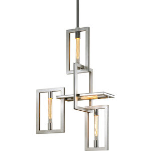 Enigma 4 Light 7 inch Silver Leaf with Stainless Accents Chandelier Ceiling Light