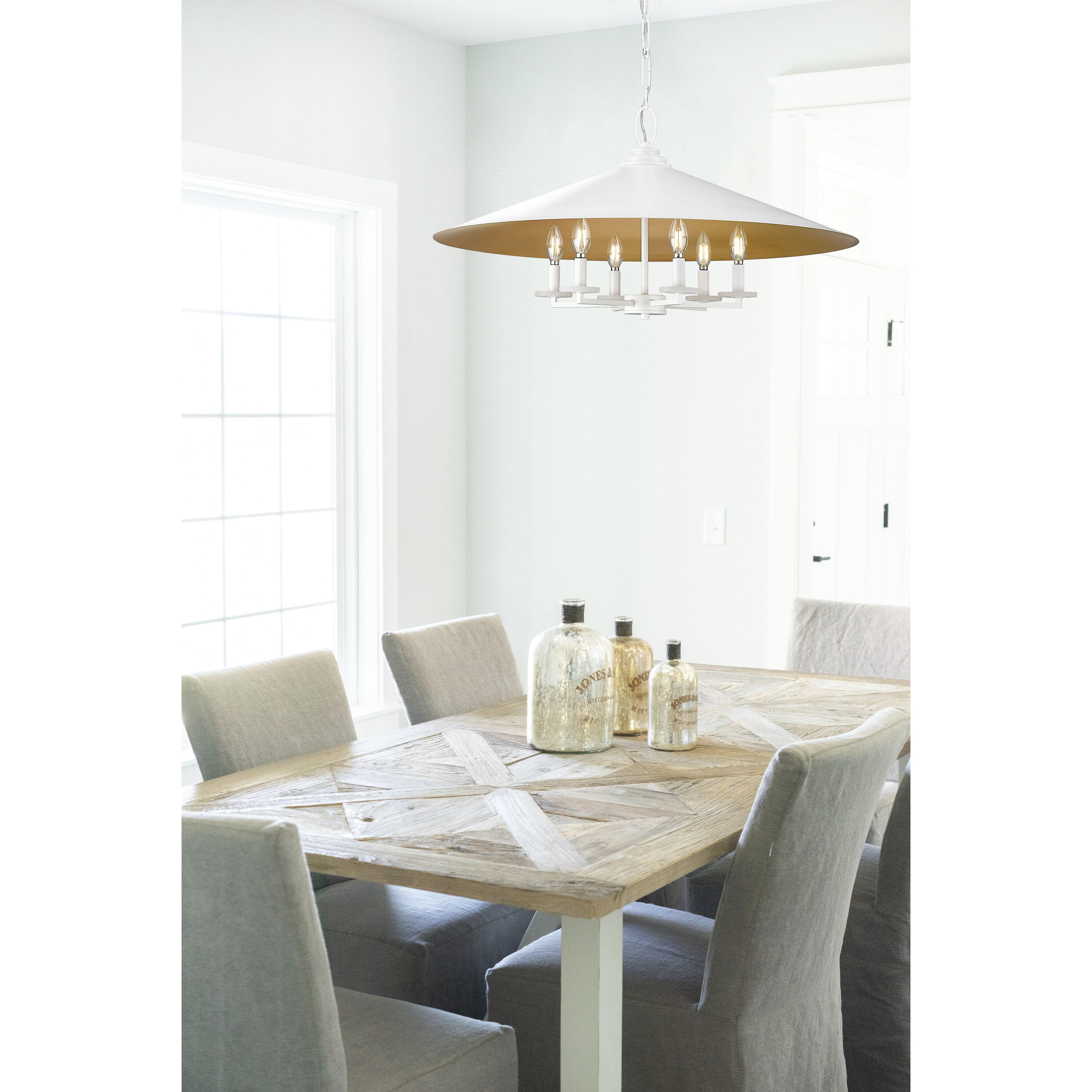 Z-Lite 1953-32MW Rialto 6 Light 32 inch Matte White Pendant Ceiling ...