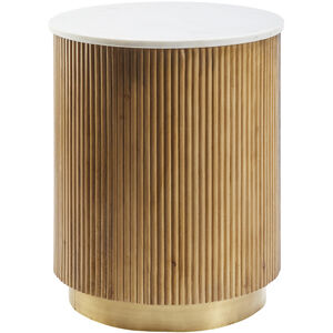 Nems 22 X 18 inch Top: White; Base: Brown/Gold End Table