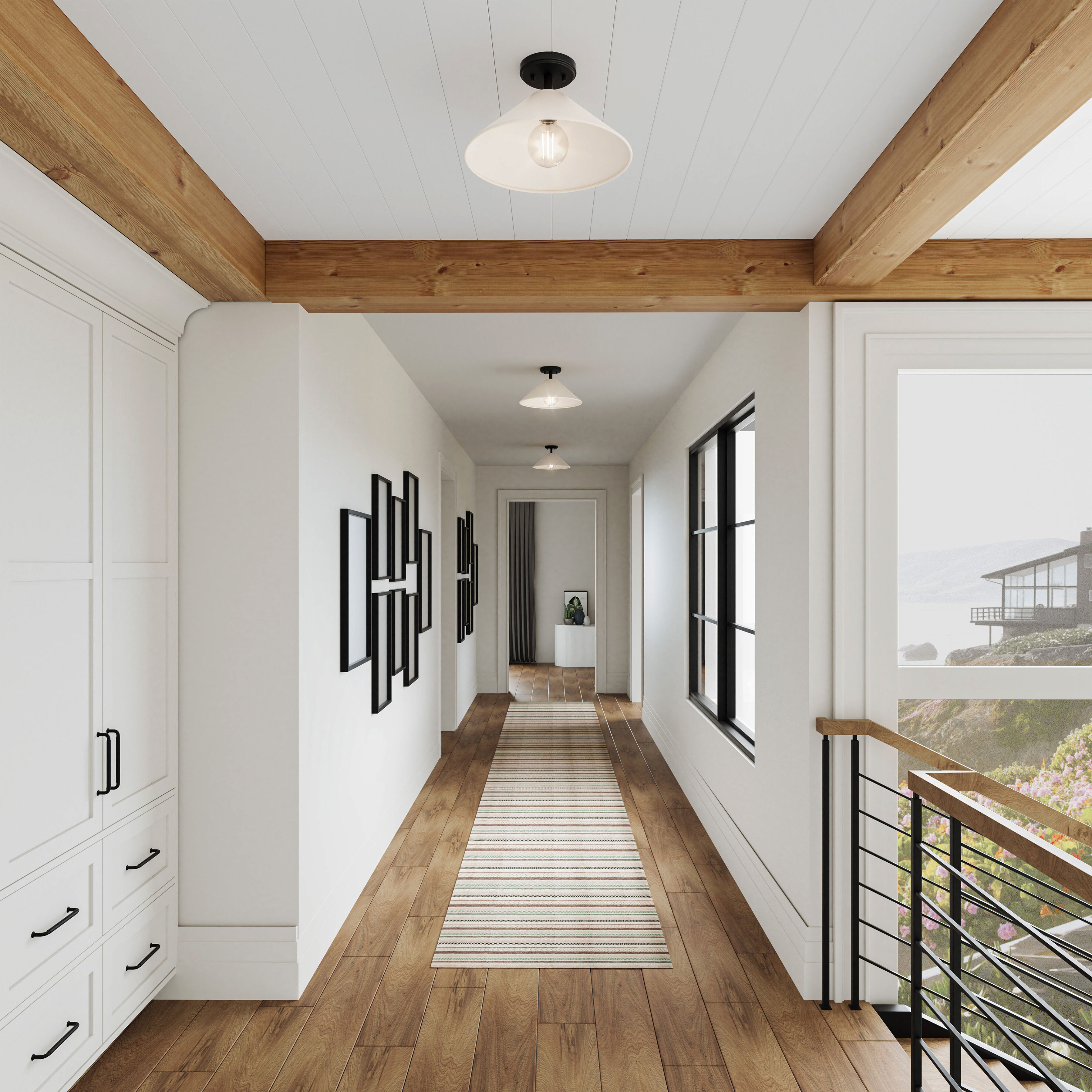 Rydell 1 Light 14 inch Matte Black Semi Flush Mount Ceiling Light