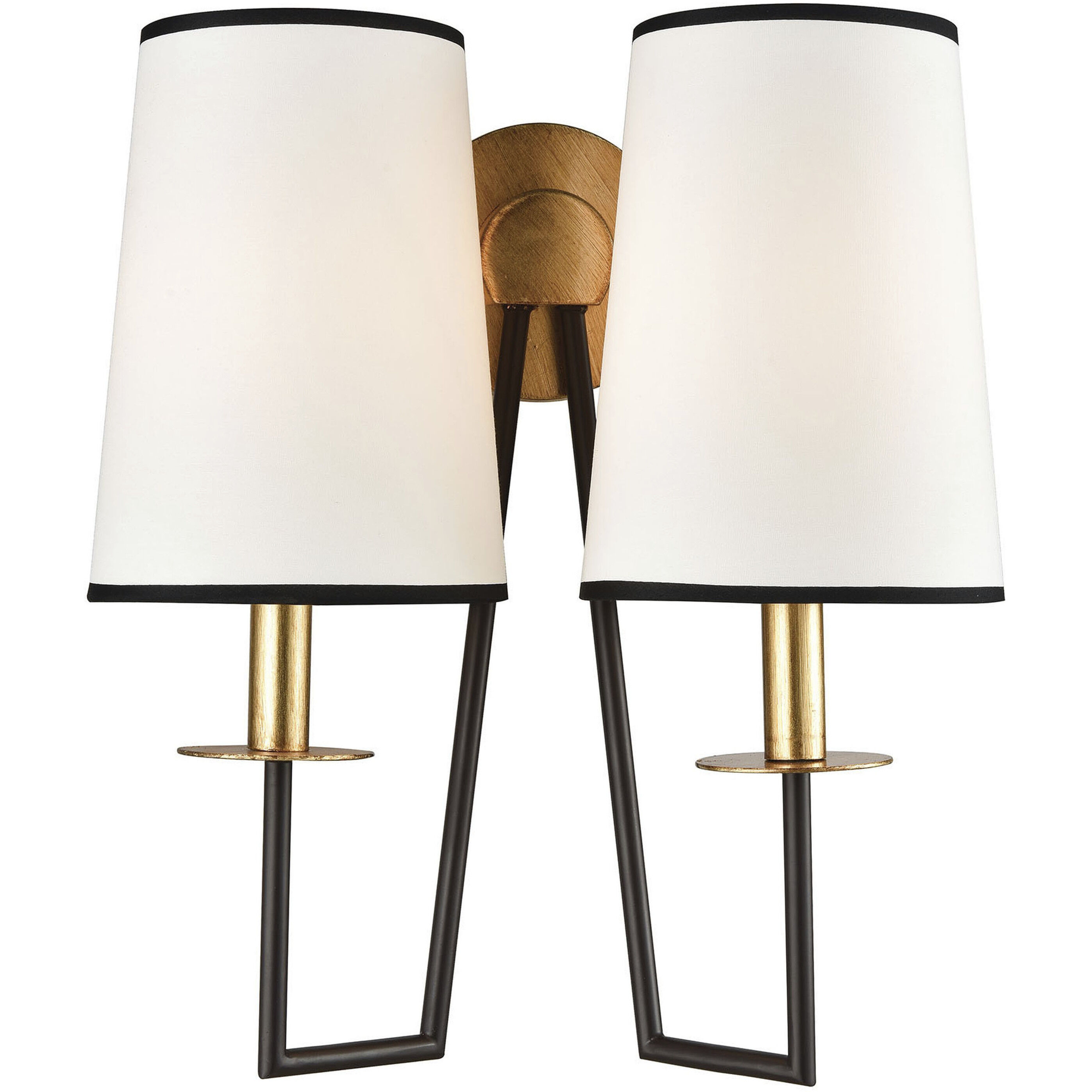 Nico 2 Light 14 inch Gold Leaf Sconce Wall Light