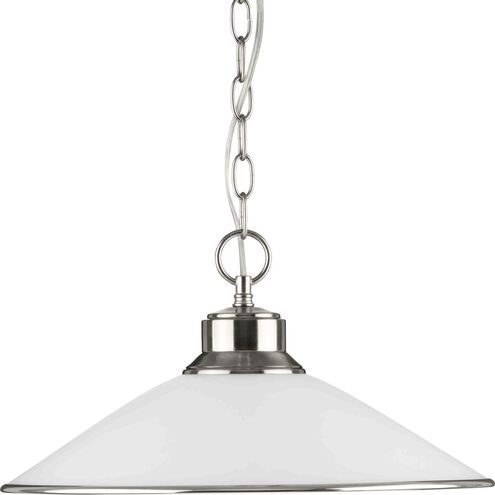 Glass Pendants 1 Light Brushed Nickel Pendant Ceiling Light in Satin Opal Glass