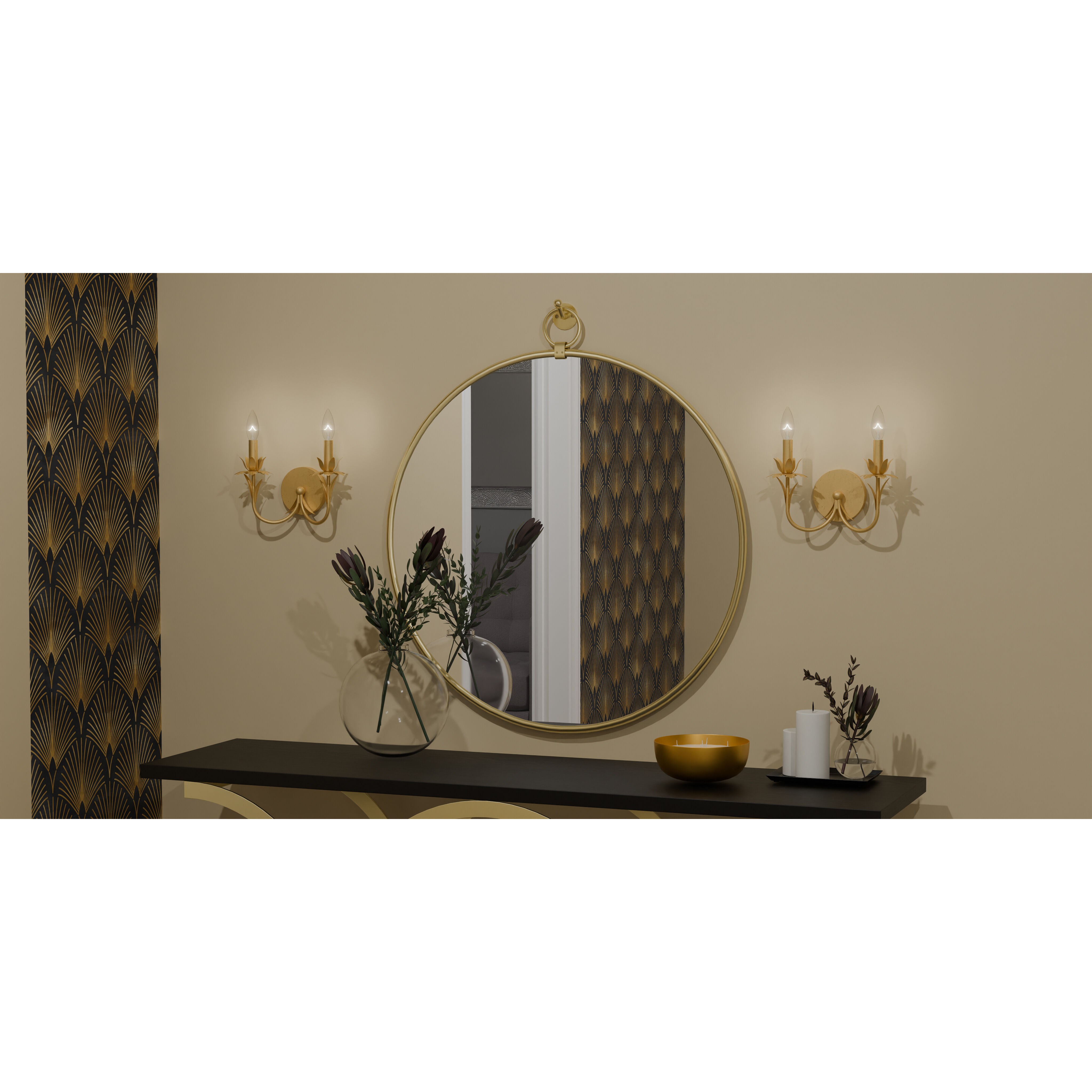 Maria 2 Light 12 inch Gold Leaf Wall Sconce Wall Light, Small