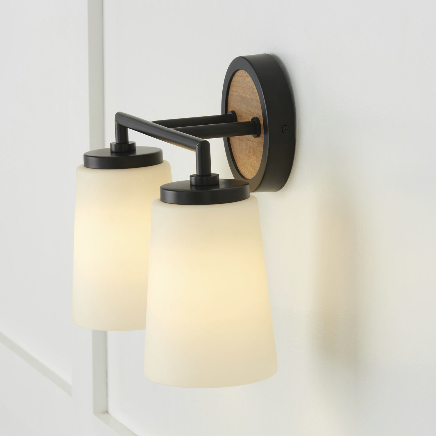 Jonah 2 Light 14 inch Light Wood and Matte Black Vanity Light Wall Light