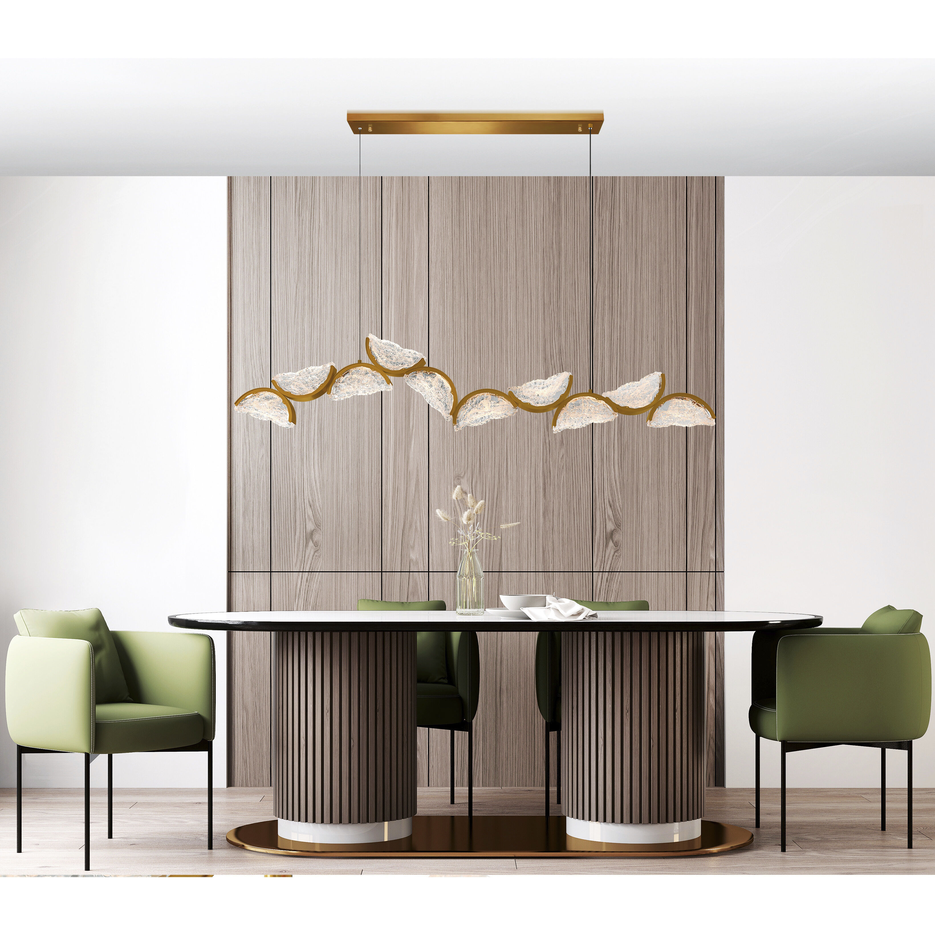 Moon LED 70 inch Brass Chandelier Ceiling Light