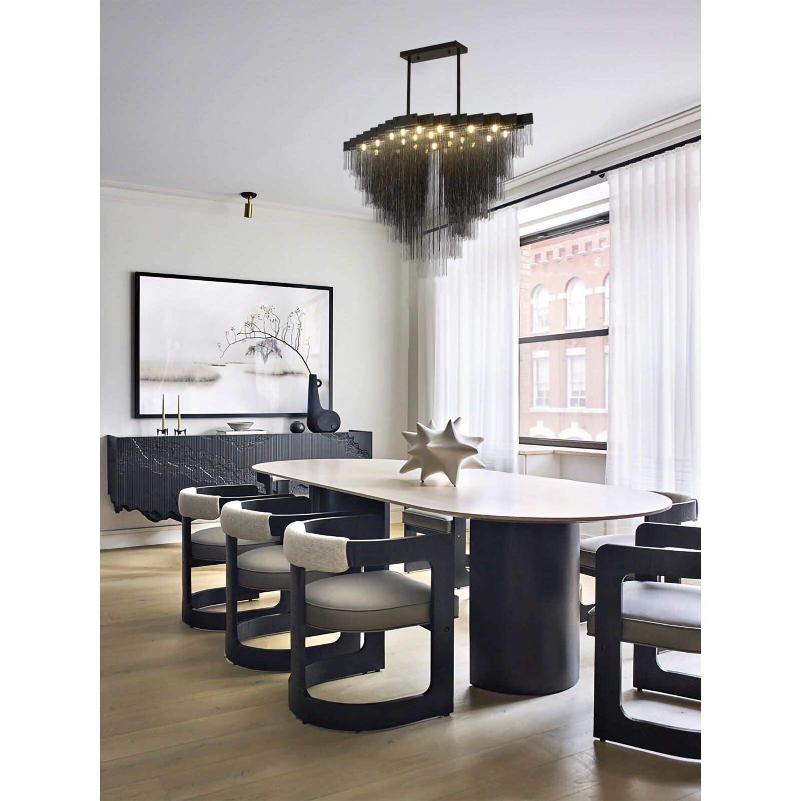 IMG Series 24 Light 23.6 inch Satin Black Chandelier Ceiling Light