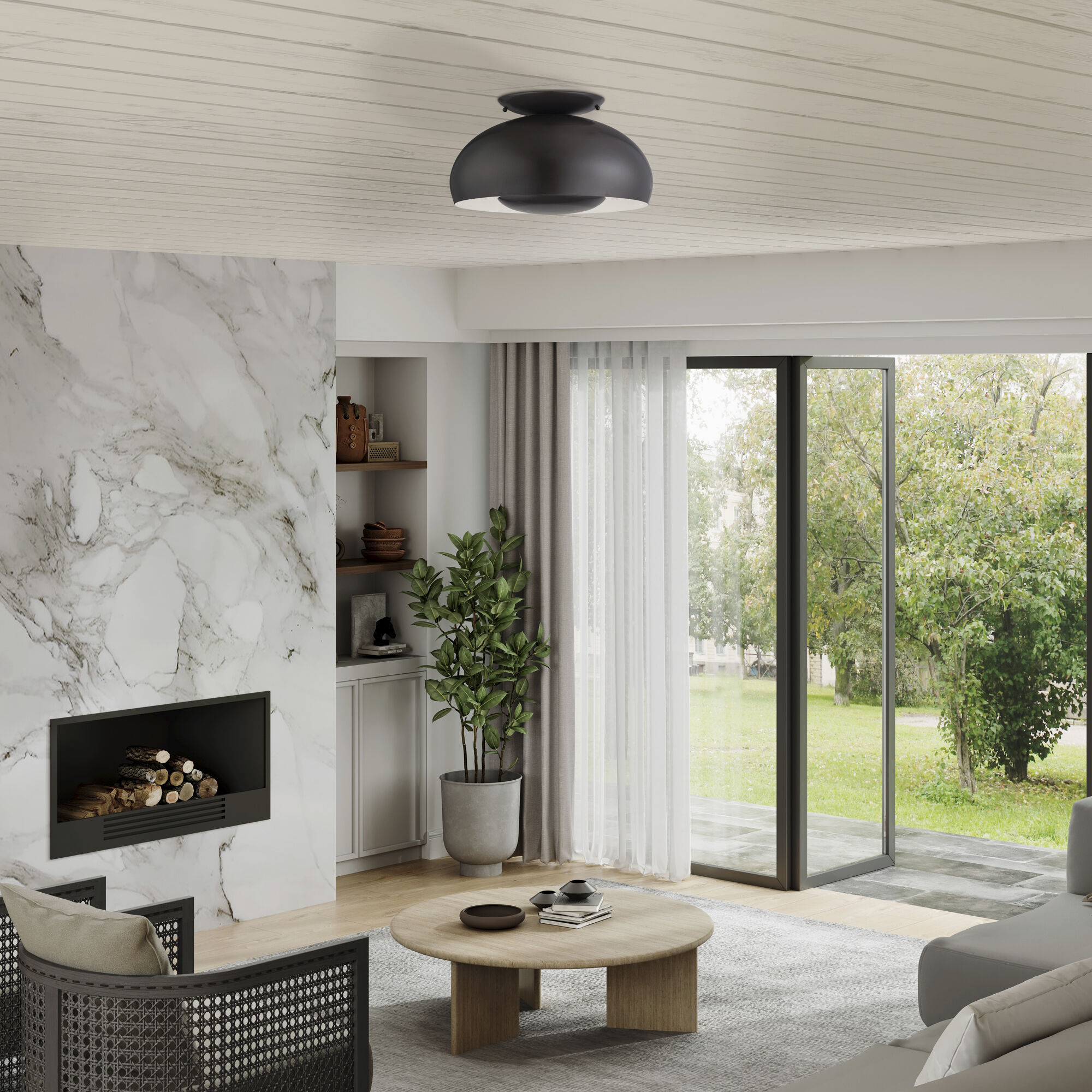 Domma 3 Light 17 inch English Bronze Semi Flush Mount Ceiling Light, Large